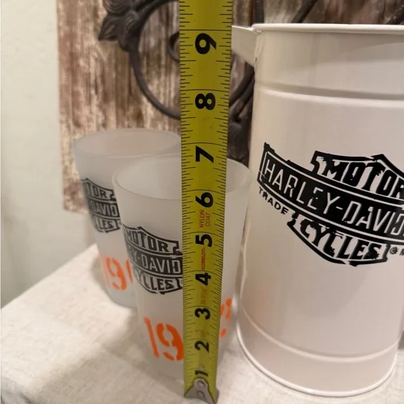 *NWOT Harley Davidson pitcher & glass set frosted glasses - Picture 9 of 10